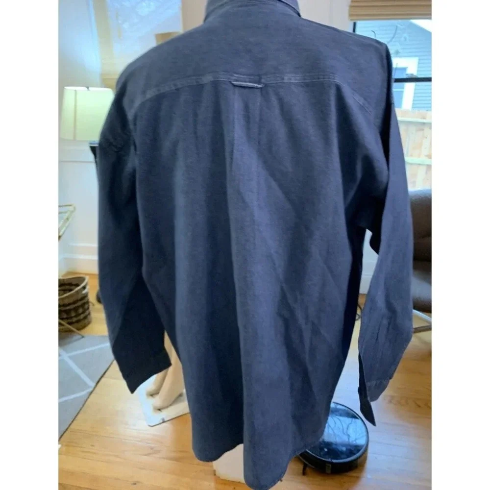 VTG 80s Men's Chaps Ralph Lauren Denim cotton Shirt Crested pocket Long Slv XL